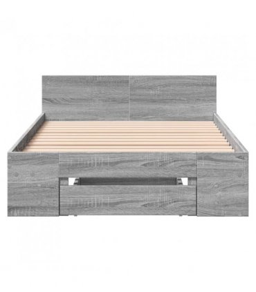 vidaXL Bed Frame with Drawer without Mattress Grey Sonoma 90x190 cm Single — Size: 90 x 190 cm