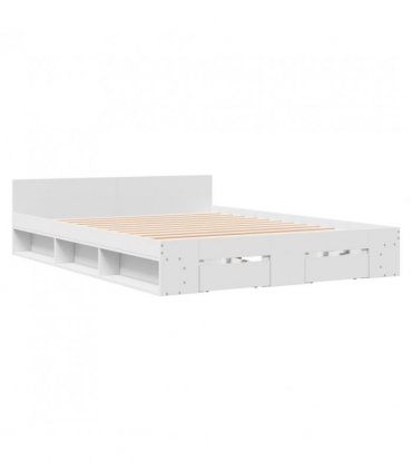 vidaXL Bed Frame with Drawers without Mattress White 140x190 cm — Size: 140 x 190 cm — V0672117937