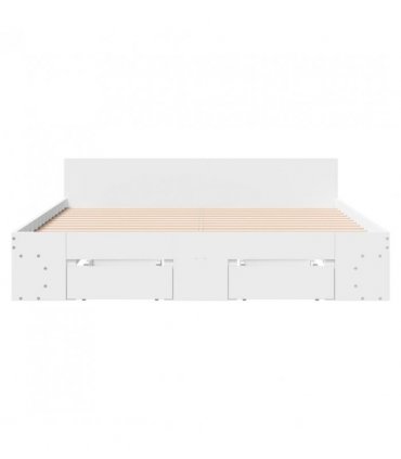 vidaXL Bed Frame with Drawers without Mattress White 140x190 cm — Size: 140 x 190 cm — V0672117937