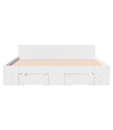 vidaXL Bed Frame with Drawers without Mattress White 135x190 cm Double — Size: 135 x 190 cm — V0672117938