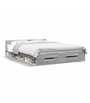 vidaXL Bed Frame with Drawers without Mattress Grey Sonoma 120x200 cm — Size: 120 x 200 cm