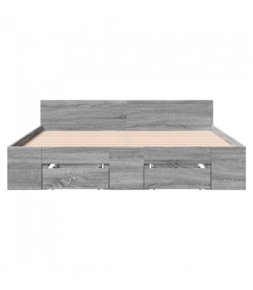 vidaXL Bed Frame with Drawers without Mattress Grey Sonoma 140x190 cm — Size: 140 x 190 cm