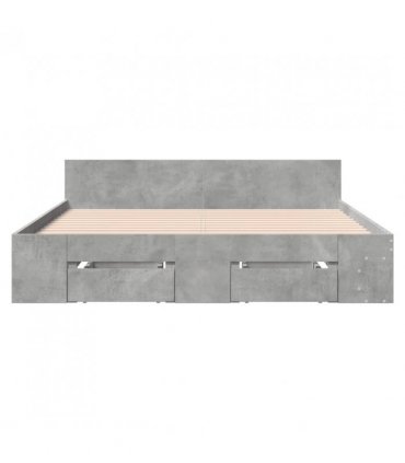 vidaXL Bed Frame with Drawers without Mattress Concrete Grey 140x200 cm — Size: 140 x 200 cm