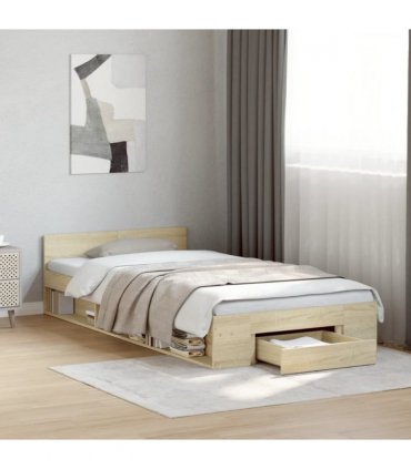 vidaXL Bed Frame with Drawer without Mattress Sonoma Oak 90x200 cm — Size: 90 x 200 cm
