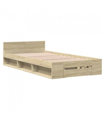 vidaXL Bed Frame with Drawer without Mattress Sonoma Oak 90x200 cm — Size: 90 x 200 cm