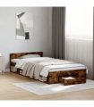 vidaXL Bed Frame with Drawer without Mattress Smoked Oak 75x190 cm Small Single — Size: 75 x 190 cm