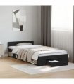vidaXL Bed Frame with Drawer without Mattress Black 75x190 cm Small Single — Size: 75 x 190 cm