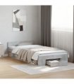 vidaXL Bed Frame with Drawer without Mattress Concrete Grey 90x200 cm — Size: 90 x 200 cm