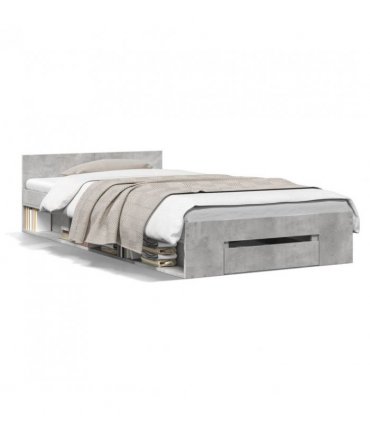vidaXL Bed Frame with Drawer without Mattress Concrete Grey 90x200 cm — Size: 90 x 200 cm