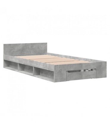 vidaXL Bed Frame with Drawer without Mattress Concrete Grey 90x200 cm — Size: 90 x 200 cm