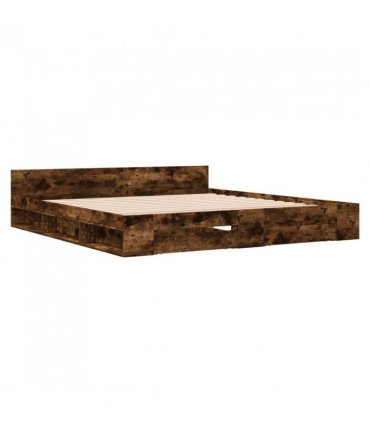 vidaXL Bed Frame with Drawers without Mattress Smoked Oak 200x200 cm — Size: 200 x 200 cm