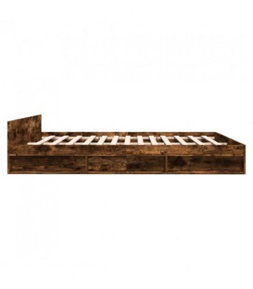 vidaXL Bed Frame with Drawers without Mattress Smoked Oak 200x200 cm — Size: 200 x 200 cm