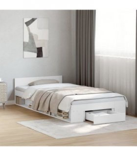 vidaXL Bed Frame with Drawer without Mattress White 90x200 cm — Size: 90 x 200 cm