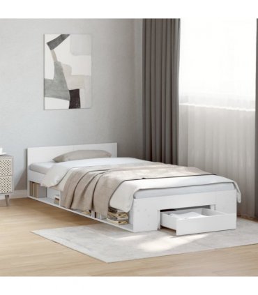 vidaXL Bed Frame with Drawer without Mattress White 90x200 cm — Size: 90 x 200 cm