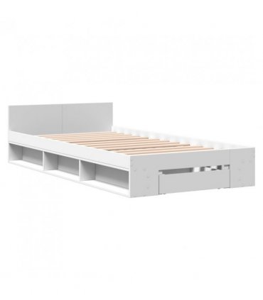 vidaXL Bed Frame with Drawer without Mattress White 90x200 cm — Size: 90 x 200 cm