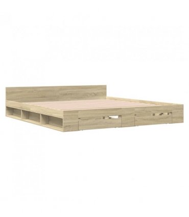 vidaXL Bed Frame with Drawers without Mattress Sonoma Oak 180x200 cm Super King — Size: 180 x 200 cm — V0672117959