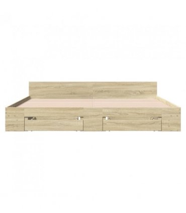 vidaXL Bed Frame with Drawers without Mattress Sonoma Oak 180x200 cm Super King — Size: 180 x 200 cm — V0672117959