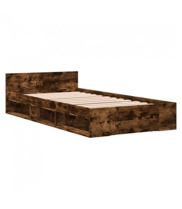 vidaXL Bed Frame with Drawer without Mattress Smoked Oak 100x200 cm — Size: 100 x 200 cm