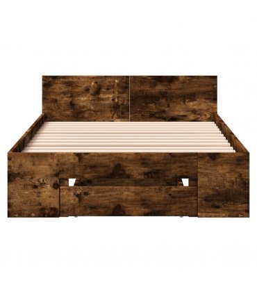 vidaXL Bed Frame with Drawer without Mattress Smoked Oak 100x200 cm — Size: 100 x 200 cm