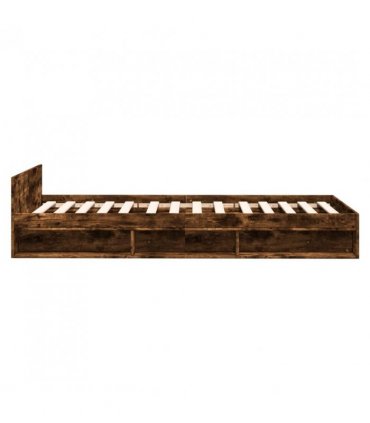 vidaXL Bed Frame with Drawer without Mattress Smoked Oak 100x200 cm — Size: 100 x 200 cm
