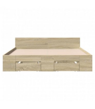 vidaXL Bed Frame with Drawers without Mattress Sonoma Oak 150x200 cm King Size — Size: 150 x 200 cm