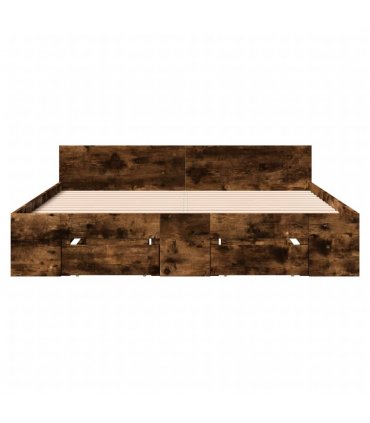 vidaXL Bed Frame with Drawers without Mattress Smoked Oak 120x190 cm Small Double — Size: 120 x 190 cm — V0672117964