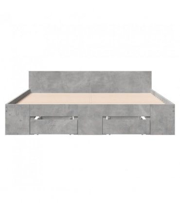 vidaXL Bed Frame with Drawers without Mattress Concrete Grey 120x200 cm — Size: 120 x 200 cm