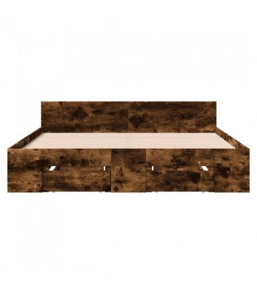 vidaXL Bed Frame with Drawers without Mattress Smoked Oak 120x200 cm — Size: 120 x 200 cm