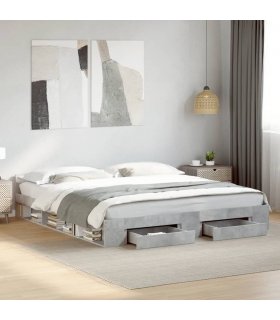 vidaXL Bed Frame with Drawers without Mattress Concrete Grey 200x200 cm — Size: 200 x 200 cm