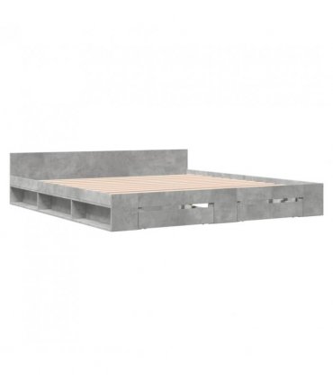 vidaXL Bed Frame with Drawers without Mattress Concrete Grey 200x200 cm — Size: 200 x 200 cm