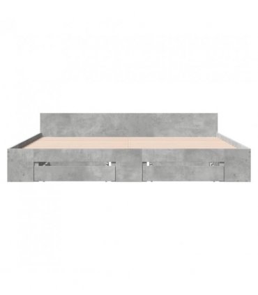 vidaXL Bed Frame with Drawers without Mattress Concrete Grey 200x200 cm — Size: 200 x 200 cm