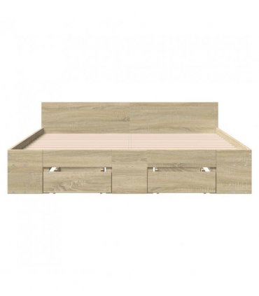 vidaXL Bed Frame with Drawers without Mattress Sonoma Oak 140x190 cm — Size: 140 x 190 cm — V0672117971
