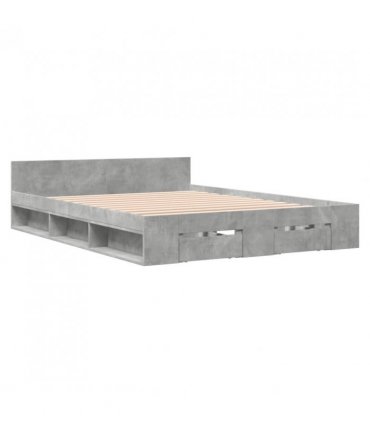 vidaXL Bed Frame with Drawers without Mattress Concrete Grey 140x190 cm — Size: 140 x 190 cm