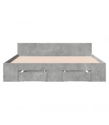 vidaXL Bed Frame with Drawers without Mattress Concrete Grey 140x190 cm — Size: 140 x 190 cm