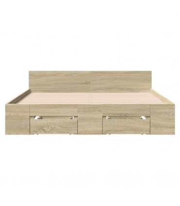 vidaXL Bed Frame with Drawers without Mattress Sonoma Oak 140x200 cm — Size: 140 x 200 cm — V0672117973