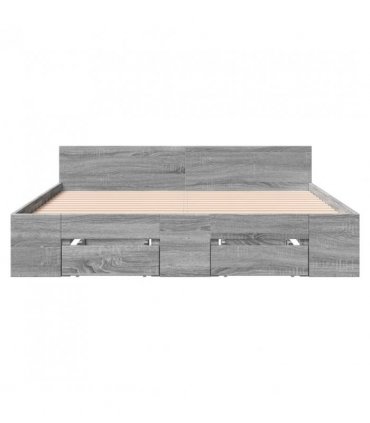 vidaXL Bed Frame with Drawers without Mattress Grey Sonoma 135x190 cm Double — Size: 135 x 190 cm