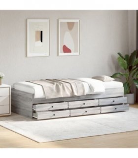 vidaXL Daybed with Drawers without Mattress Grey Sonoma 90x190 cm Single — Size: 90 x 190 cm — V0672118022
