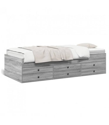 vidaXL Daybed with Drawers without Mattress Grey Sonoma 90x190 cm Single — Size: 90 x 190 cm — V0672118022