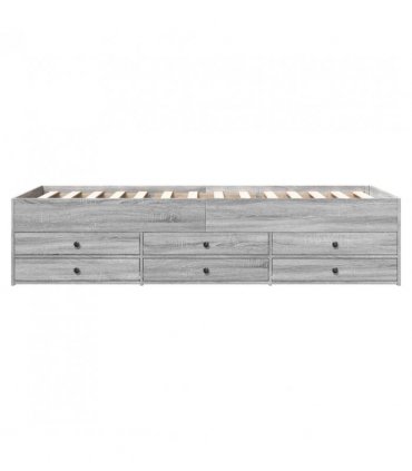 vidaXL Daybed with Drawers without Mattress Grey Sonoma 90x190 cm Single — Size: 90 x 190 cm — V0672118022