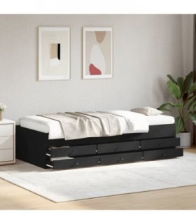 vidaXL Daybed with Drawers without Mattress Black 75x190 cm Small Single — Size: 75 x 190 cm