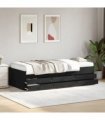 vidaXL Daybed with Drawers without Mattress Black 75x190 cm Small Single — Size: 75 x 190 cm