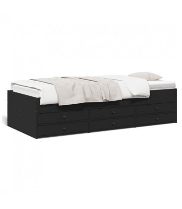 vidaXL Daybed with Drawers without Mattress Black 75x190 cm Small Single — Size: 75 x 190 cm