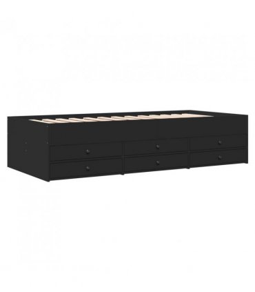 vidaXL Daybed with Drawers without Mattress Black 75x190 cm Small Single — Size: 75 x 190 cm