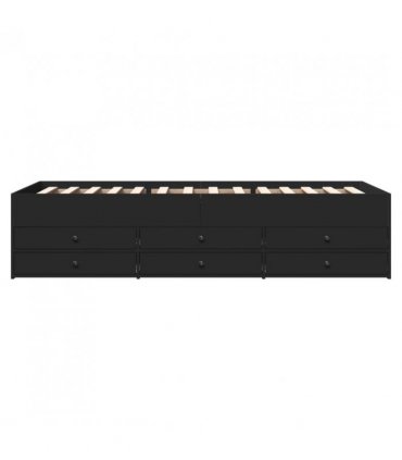 vidaXL Daybed with Drawers without Mattress Black 75x190 cm Small Single — Size: 75 x 190 cm