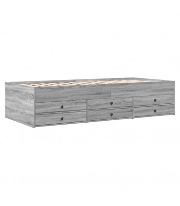 vidaXL Daybed with Drawers without Mattress Grey Sonoma 100x200 cm — Size: 100 x 200 cm
