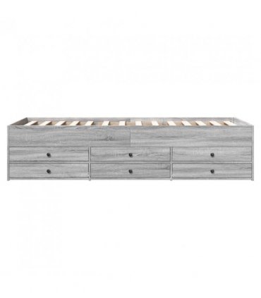vidaXL Daybed with Drawers without Mattress Grey Sonoma 100x200 cm — Size: 100 x 200 cm