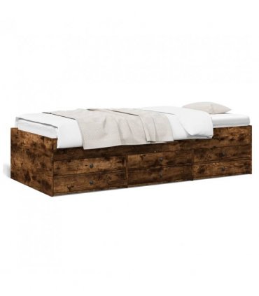 vidaXL Daybed with Drawers without Mattress Smoked Oak 75x190 cm Small Single — Size: 75 x 190 cm