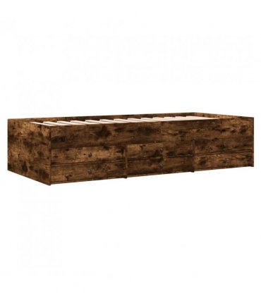 vidaXL Daybed with Drawers without Mattress Smoked Oak 75x190 cm Small Single — Size: 75 x 190 cm