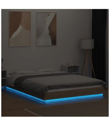 vidaXL Bed Frame with LED Lights without Mattress Sonoma Oak 120x200cm — Size: 120 x 200 cm