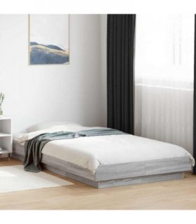 vidaXL Bed Frame with LED Lights without Mattress Grey Sonoma 75x190cm — Size: 75 x 190 cm